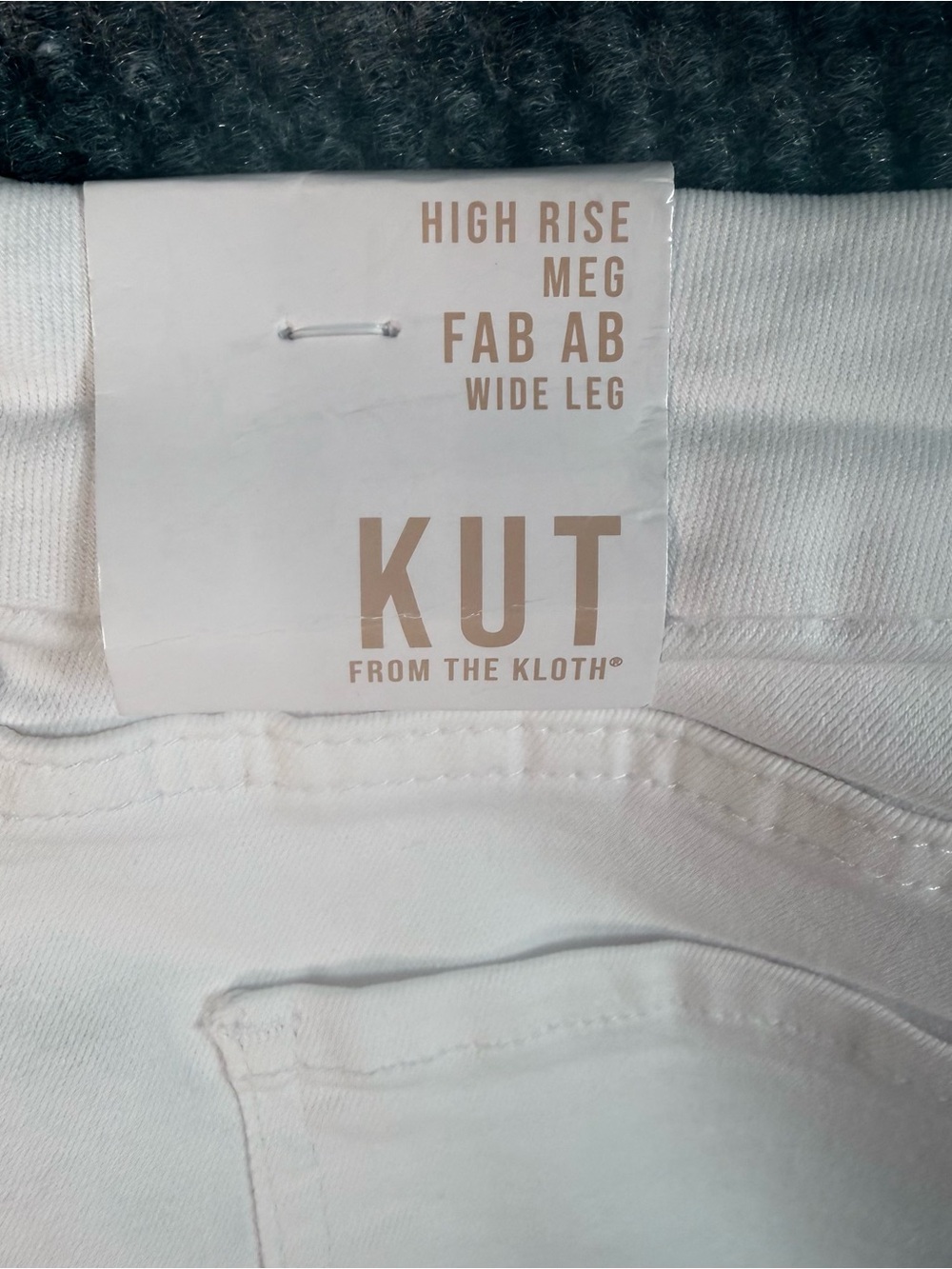 KUT From The Kloth Meg Fab Ab Wide Leg Jeans Womens 10 White High Rise Raw Hem - Picture 9 of 14